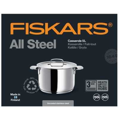 Кастрюля Fiskars All Steel Casserole 5L (1023767)